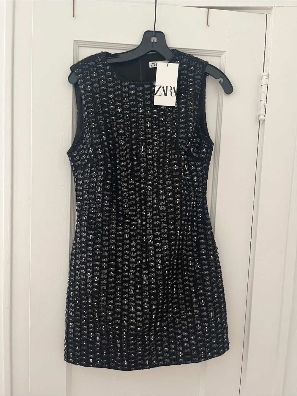 Zara Black Sequin Sleeveless Mini Dress
